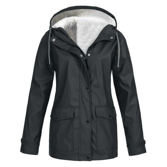 Women Raincoat Waterproof Trench Coat Warm Hooded Windbreaker Long rain Jacket
