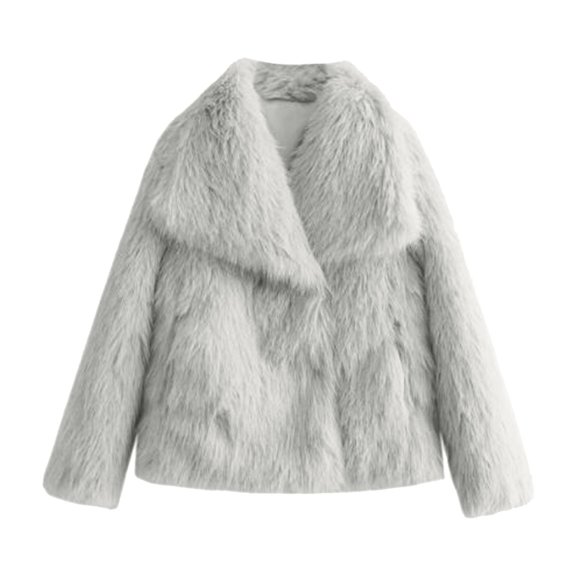 Women's Jacket Winter Warm Long Sleeve Lapel Shaggy Overcoat Outerwear Fashion Coat