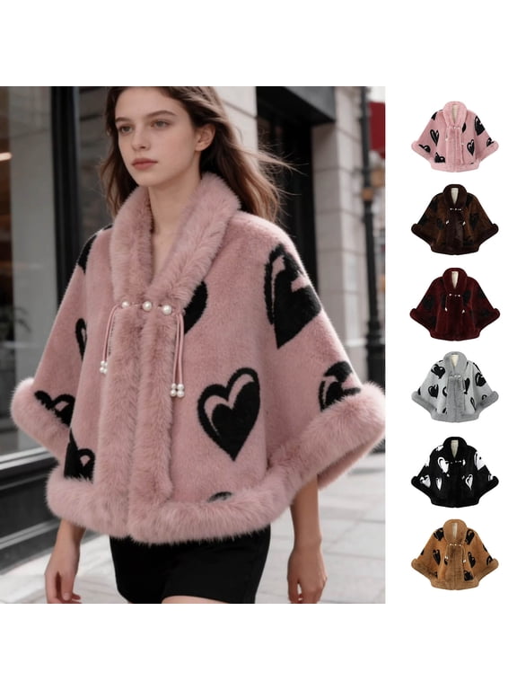 Women's Jacket, Women Fleece Cape Shawl Wrap Poncho Cape Cardigan Fleece Top Fleece Sweatshirt Winter Wear Casual Wear Fleece-Lined Loose Fit Batwing Sleeve Thickened Warm Cardigan