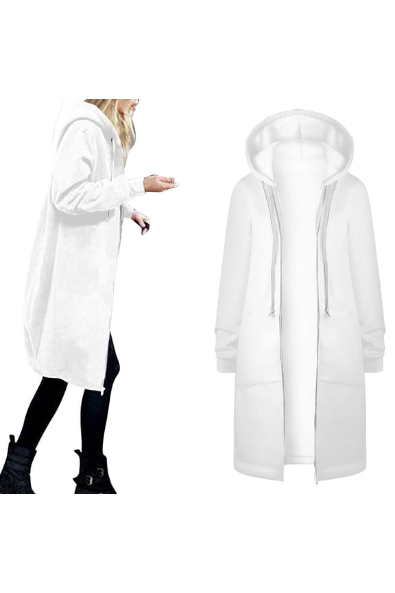 Women's Jackets & Coats Warm Hooded Long Cardigans with Pockets and Drawstring Zipper Fall Winter Outwear for Women
