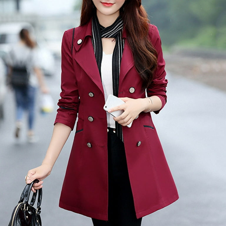 Women's Jackets & Coats Women Wool Double Coat Elegant Long Sleeve Work  Office Fashion Jacket 