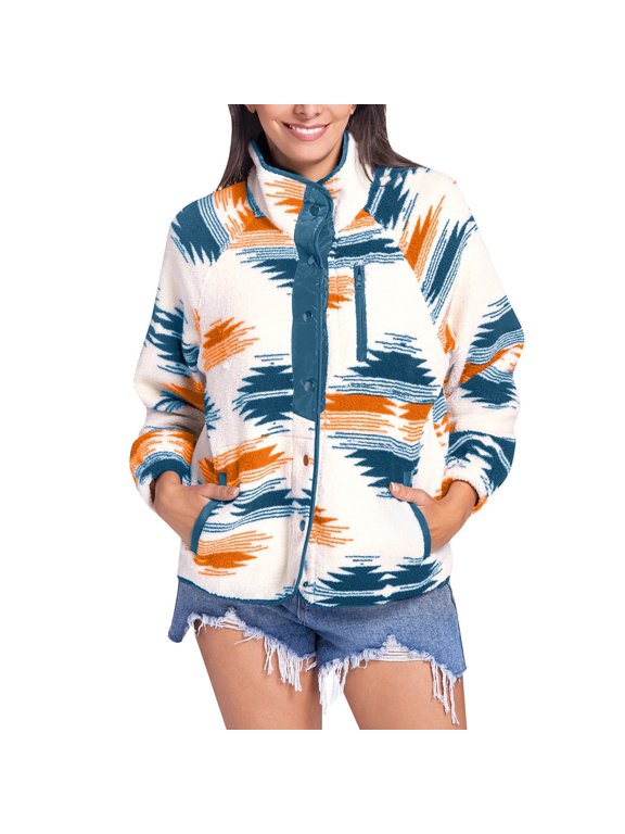 Women's Jackets Ethnic Print Color Block Cardigan Fashion Lined Jacket Coat for Women Warm and Stylish Outerwear