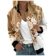 thumbnail image 1 of Women's Jackets Floral Block Windbreaker Fashion Long Sleeve Zipper Bomber Winter Clothes, 1 of 5