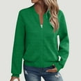 thumbnail image 1 of Women's Jackets Full Zip Long Sleeve Outwear Tops Fashion Casual Round Neck Hoodless Jacket Fall Winter Fleece Sweatshirts Outfits with Pocket, 1 of 6