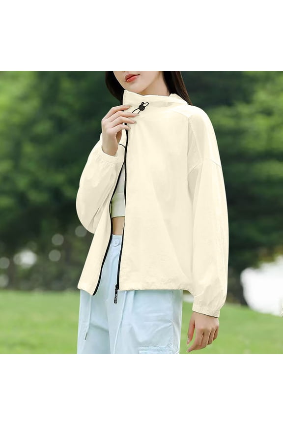 Women's Jackets Lightweight Casual Under $15 with Hood Solid Color Long Sleeve Hooded Casual Sun Protection Clothing