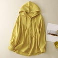 thumbnail image 1 of Women's Jackets Lightweight Casual Under $15 with Hood Solid Color Long Sleeved Button Down Drawstring Hooded Casual Outwear, 1 of 9