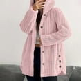 thumbnail image 1 of Women's Jackets Lightweight Fleece Under $15 with Hood Winter Long Sleeved Hooded Warm Jacket Solid Color Button Top Jacket, 1 of 8