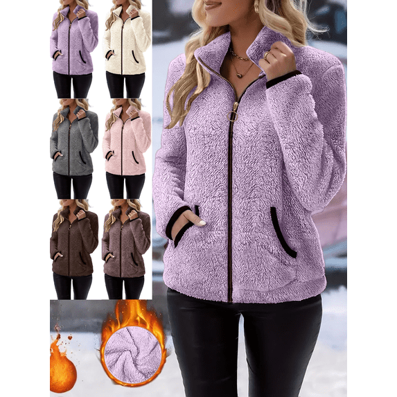 Women's Jackets Long Sleeve Zip Up with Pockets Lightweight Oversized Jacket Casual Outfits Fall Winter Outerwear