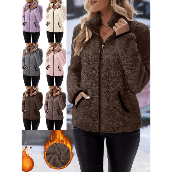 Women's Jackets Long Sleeve Zip Up with Pockets Lightweight Oversized Jacket Casual Outfits Fall Winter Outerwear