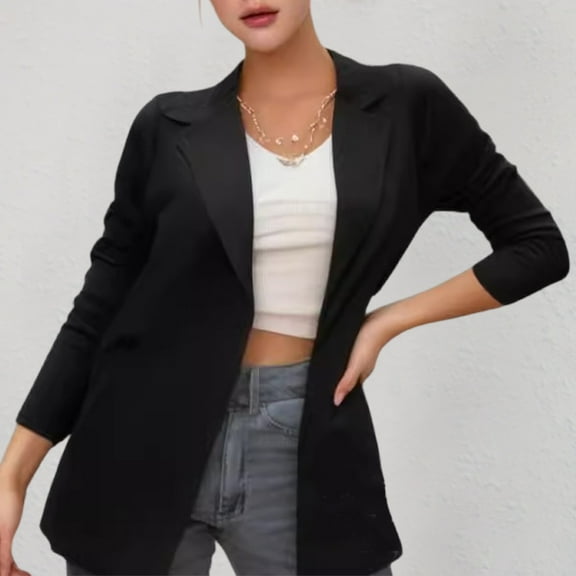 Women's Jackets Under $10 Loose Fit Long Sleeve Solid Color Round Neck Casual Fashionable Top​​s