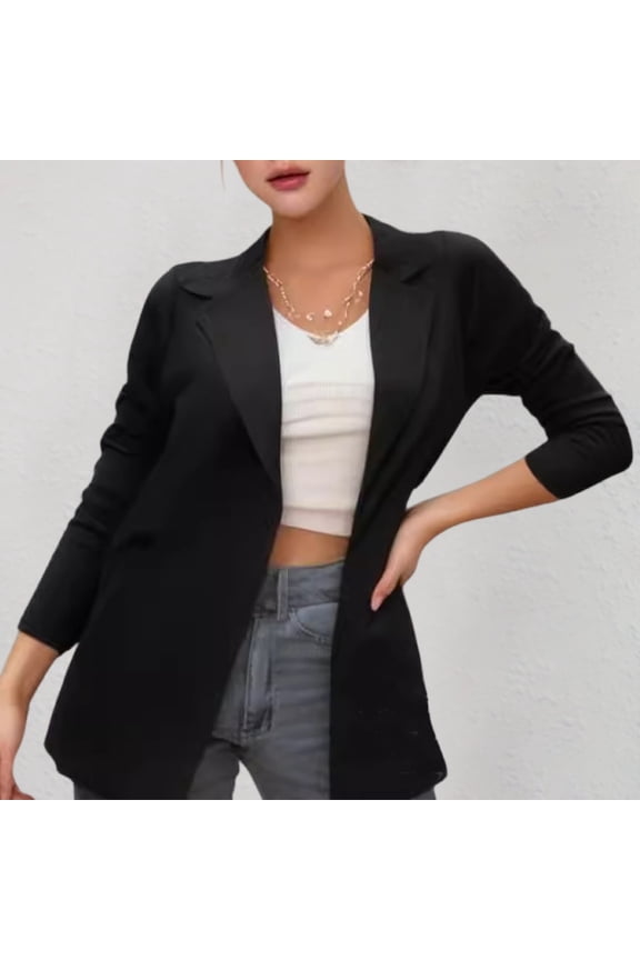 Women's Jackets Under $10 Loose Fit Long Sleeve Solid Color Round Neck Casual Fashionable Top​​s