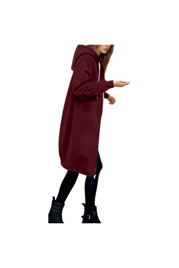 Women's Jackets Warm Hooded Zip Up Coat Soft Casual Outerwear Lightweight Comfortable Fashion Top for Winter