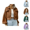 thumbnail image 1 of Women's Jackets Winter Jackets for Women Womens Casual Lapel Corduroy Jacket With Sleeves Single Short Jacket, 1 of 7