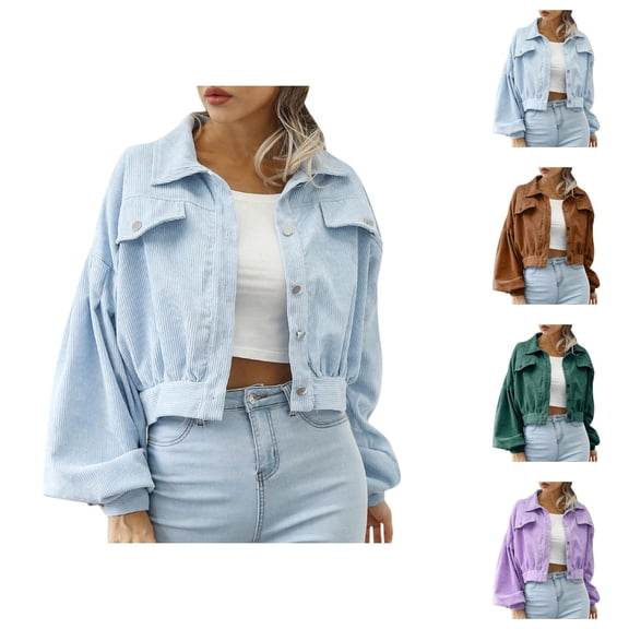 Women's Jackets Winter Jackets for Women Womens Casual Lapel Corduroy Jacket With Sleeves Single Short Jacket
