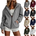 thumbnail image 1 of Women's Jackets, Zip up Long Sleeve Hooded Windbreaker Outerwear with Drawstring Hem & Pockets, Waterproof Tops, Outdoor Travel Wear | VerBelle,Blue M, 1 of 9