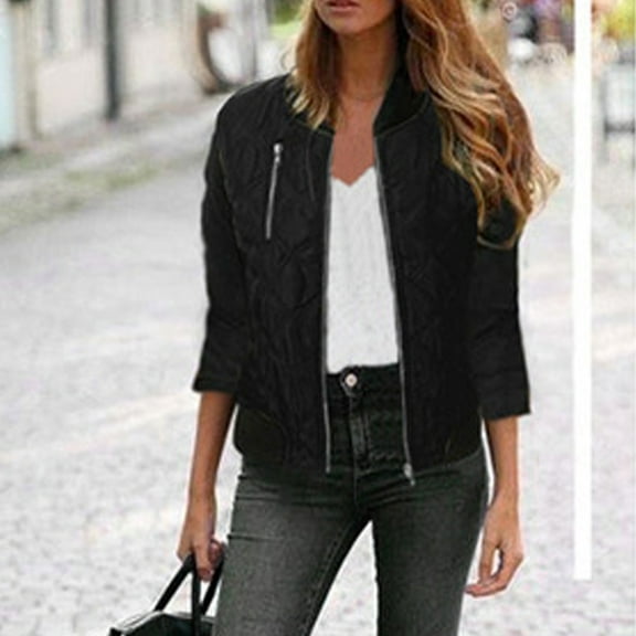 Women's Jackets and Coats Plus Size Fashion Casual Color Long Sleeve Zipper Jacke