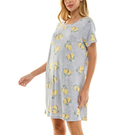 Women's Jaclyn Inc. Crewneck Sleepshirt Color: Lemon Size: L
