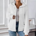 thumbnail image 1 of Women's Jacquard Knit Hooded Sweater, Zip Front Long Sleeve Cardigan, Casual Solid Color Pullover, Lightweight Hoodie Jacket, Fall Winter Layering Piece White XL, 1 of 10