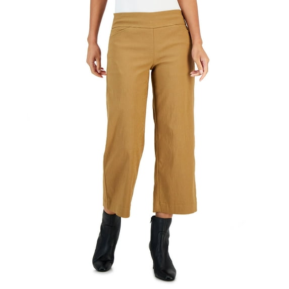 Women's Jacquard Pull-On Wide-Leg Cropped Pants Salty Nut 14