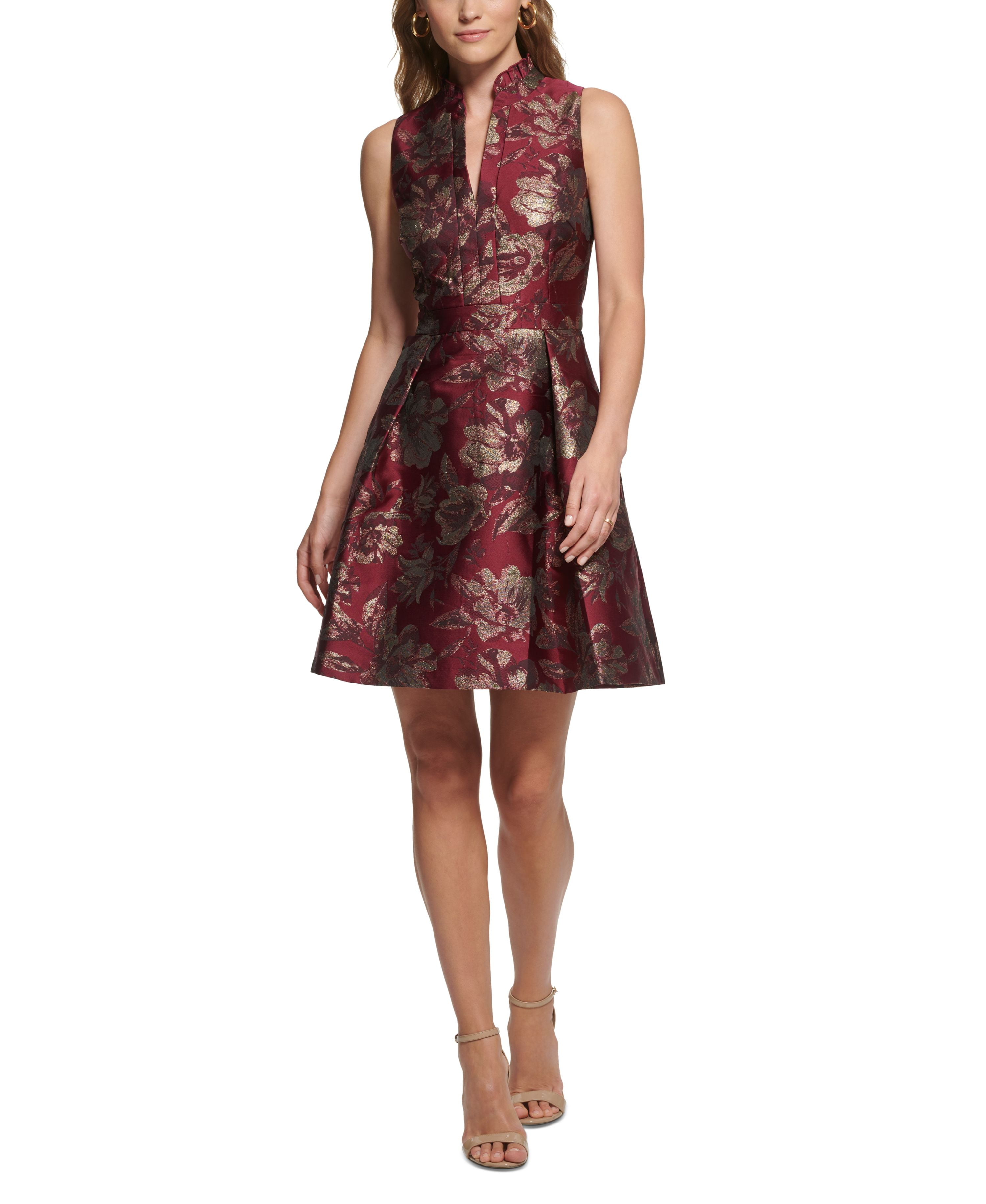 berry fit and flare dress Karen Kane Three Quarter Sleeve Jersey Dress - Navy