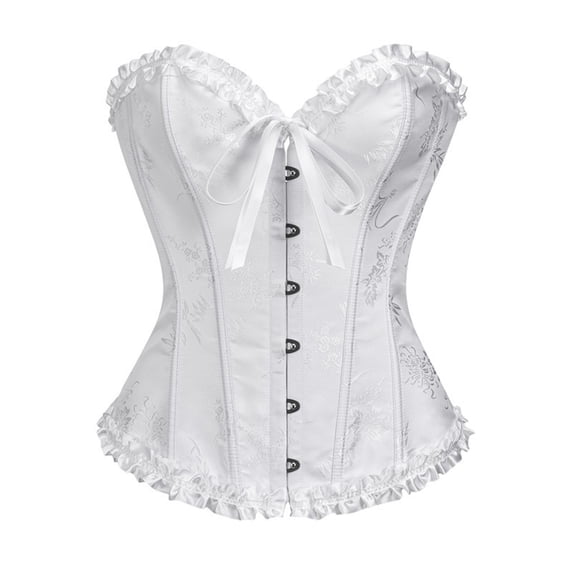 Women's Jacquard Ruffled Sweetheart Corset, JIANLAI Vintage Bustier Waist Cincher Overbust Corset Top