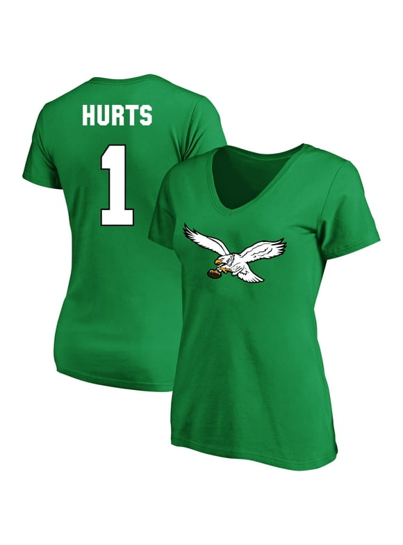 Women's Jalen Hurts Kelly Green Philadelphia Eagles Plus Size Fair Catch Name & Number V-Neck T-Shirt