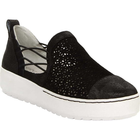 Women's Jambu Erin Perforated Slip On Sneaker Black Alaska Leila Leather/Kid Suede/Elastic 7.5 M