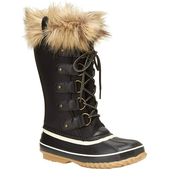 Women's Jambu JBU Ella Mid Calf Waterproof Duck Boot Black Brushed Vegan Nubuck/Rubber 6.5 M