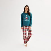 Women's Jammies For Your Families® Jingle Bell Rock Mrs. Claus Pajama Top & Fleece Pajama Bottoms Set Color: Light Skin Tone Santa Size: MEDIUM