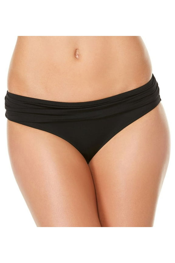 Women's Jantzen 7007 Solid Shirred Waist Brief Swim Bottom (Black 8)