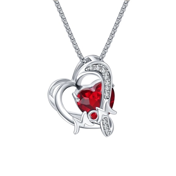 Women's January Birthstone Heart Necklace Love for Mom Pendant Birthday Mothers Day Christmas Holiday Gift