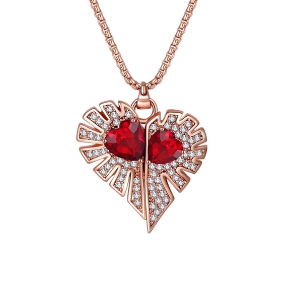 ROSIANNA January Birthstone Necklace Pendant, Clear Garnet, 18 in, Angel Wings Heart, 1* ROSIANNA Charm