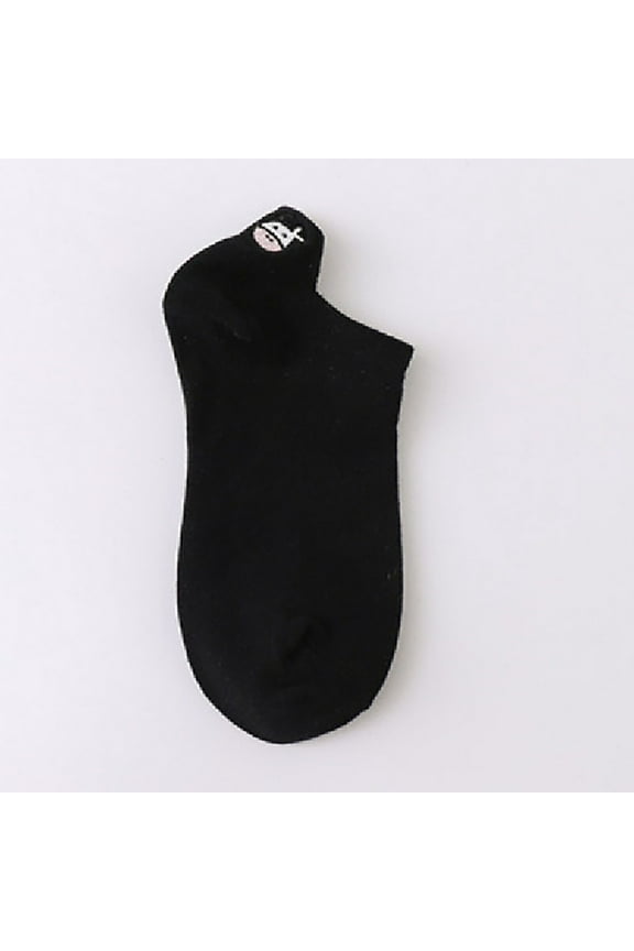 Women's Japanese Style Cartoon Heel Embroidery Ankle Socks, Cute Animal Pattern Short Socks, Breathable Cotton Casual Socks with Cat and Cow Designs, Comfortable Daily Wear Socks for Women and Girls