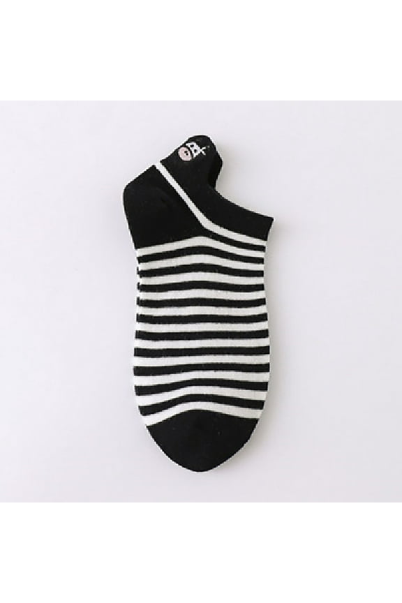 Women's Japanese Style Cartoon Heel Embroidery Ankle Socks, Cute Animal Pattern Short Socks, Breathable Cotton Casual Socks with Cat and Cow Designs, Comfortable Daily Wear Socks for Women and Girls