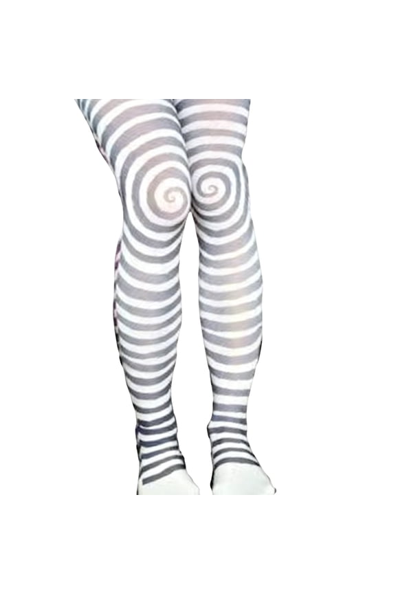 Women's Japanese Subcultures Punk White Silk Pantyhose Stockings Spirals Striped Patterned Opaque Tights Leggings Hosiery