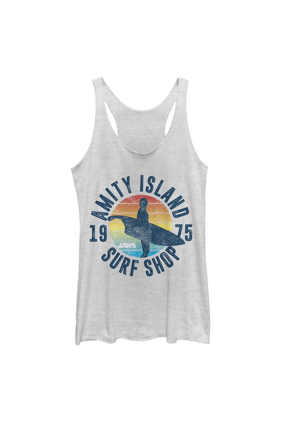 Women's Jaws Retro Amity Island Surf Shop Racerback Tank Top