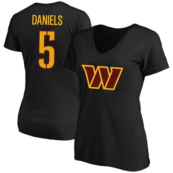 Women's Jayden Daniels Black Washington Commanders Plus Size Fair Catch Name & Number Scoop Neck T-Shirt