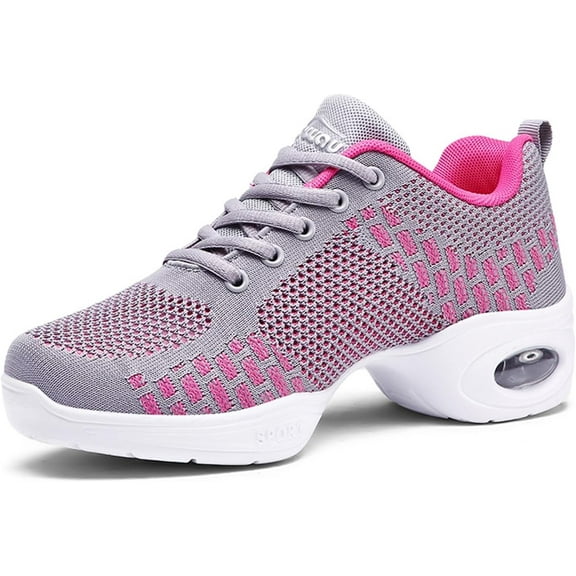 Women's Jazz Shoes Dance Trainers Lace Up Cushion Breathable Ladies Split Sole Dance Sneakers Platform Shoes