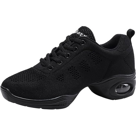 Women's Jazz Shoes Dance Trainers Lace Up Cushion Breathable Ladies Split Sole Dance Sneakers Platform Shoes