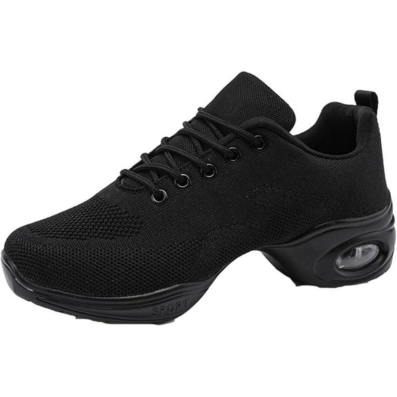 Women's Jazz Shoes Dance Trainers Lace Up Cushion Breathable Ladies Split Sole Dance Sneakers Platform Shoes