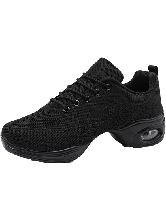 Women's Jazz Shoes Dance Trainers Lace Up Cushion Breathable Ladies Split Sole Dance Sneakers Platform Shoes