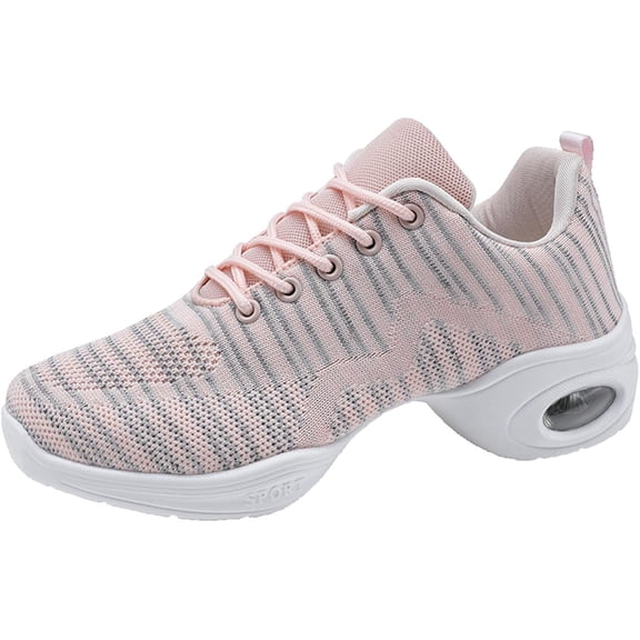 Women's Jazz Shoes Dance Trainers Lace Up Cushion Breathable Ladies Split Sole Dance Sneakers Platform Shoes
