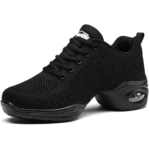 Women's Jazz Shoes Dance Trainers Lace Up Cushion Breathable Ladies Split Sole Dance Sneakers Platform Shoes