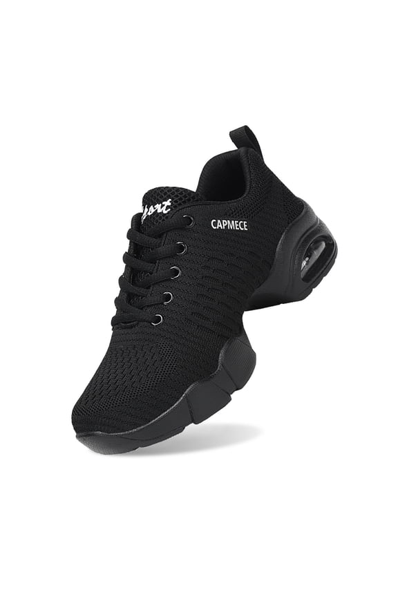 Women's Jazz Shoes Lace-up Dance Sneaker,Air Cushion Mesh Jazz Dance Shoes Split Sole Platform Athletic Walking Shoes
