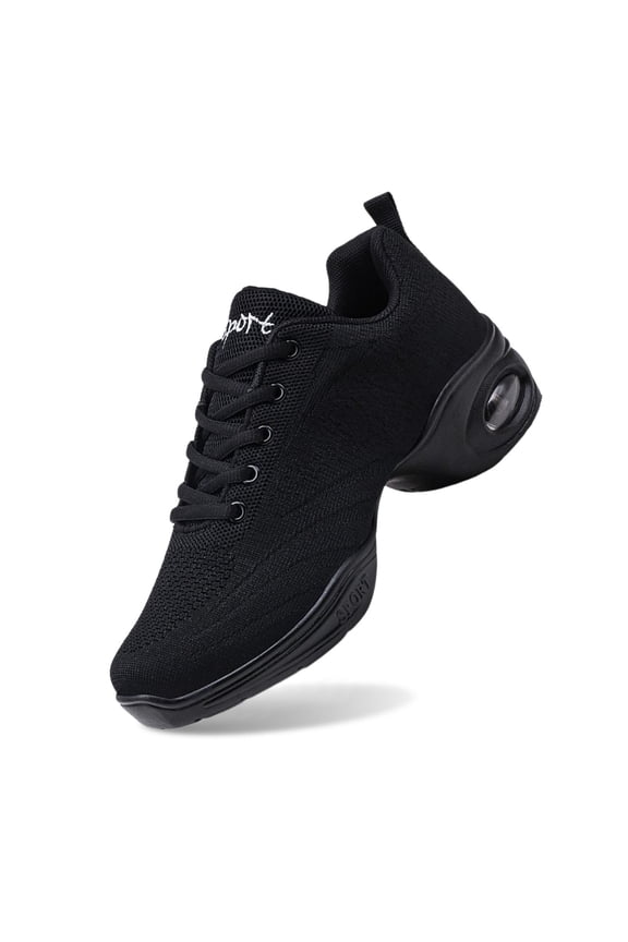 Women's Jazz Shoes Lace-up Dance Sneaker,Air Cushion Mesh Jazz Dance Shoes Split Sole Platform Athletic Walking Shoes