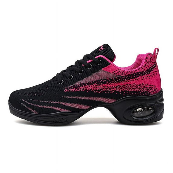 Women's Jazz Shoes Lace-up Sneakers - Breathable Air Cushion Lady Split Sole Athletic Walking Dance Shoes Platform