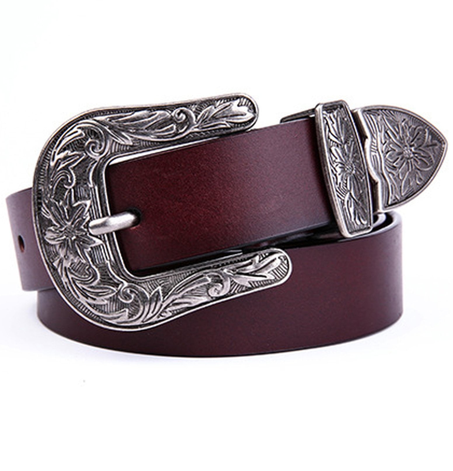 Women's Jean Belt Vintage Western Floral Buckle Cowgirl Handcrafted