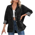 thumbnail image 1 of Women's Jean Jacket Oversized Boyfriend Button Up Long Sleeve Denim Jackets, 1 of 2