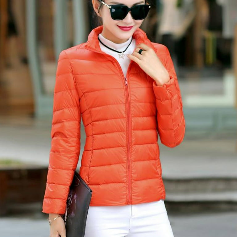 Women s Jean Jackets Clearance Sale Long Sleeved Short Cut Down Cotton Jacket Outerwear Slim Chamarras Para Mujer Orange Walmart
