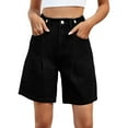 thumbnail image 1 of Women's Jean Shorts, Audhol High Waist Denim Adjustable Comfy Demin Womans Shorts Stretchy Jean Shorts Graphic Flowy Summer Shorts for Women Denim Black XL, 1 of 9